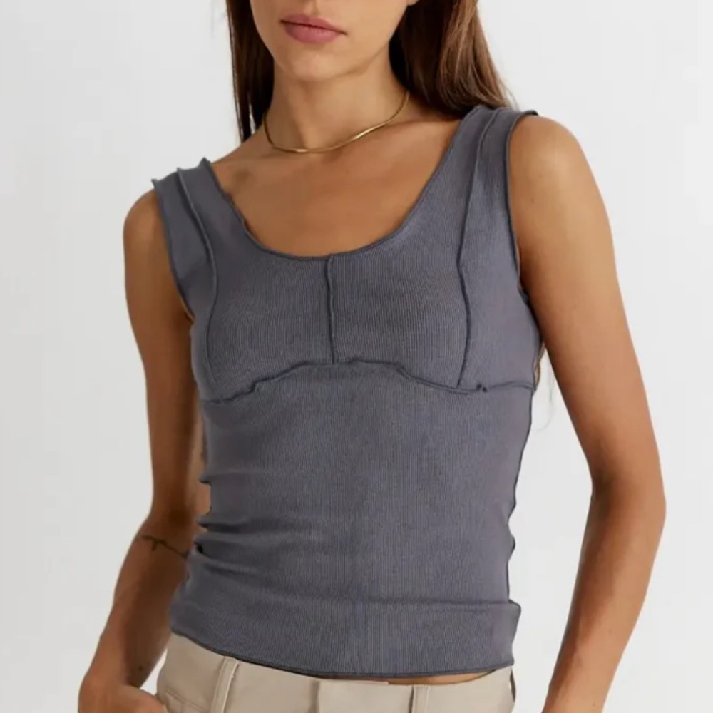 all:row Exposed Seam Tank Top in Grey